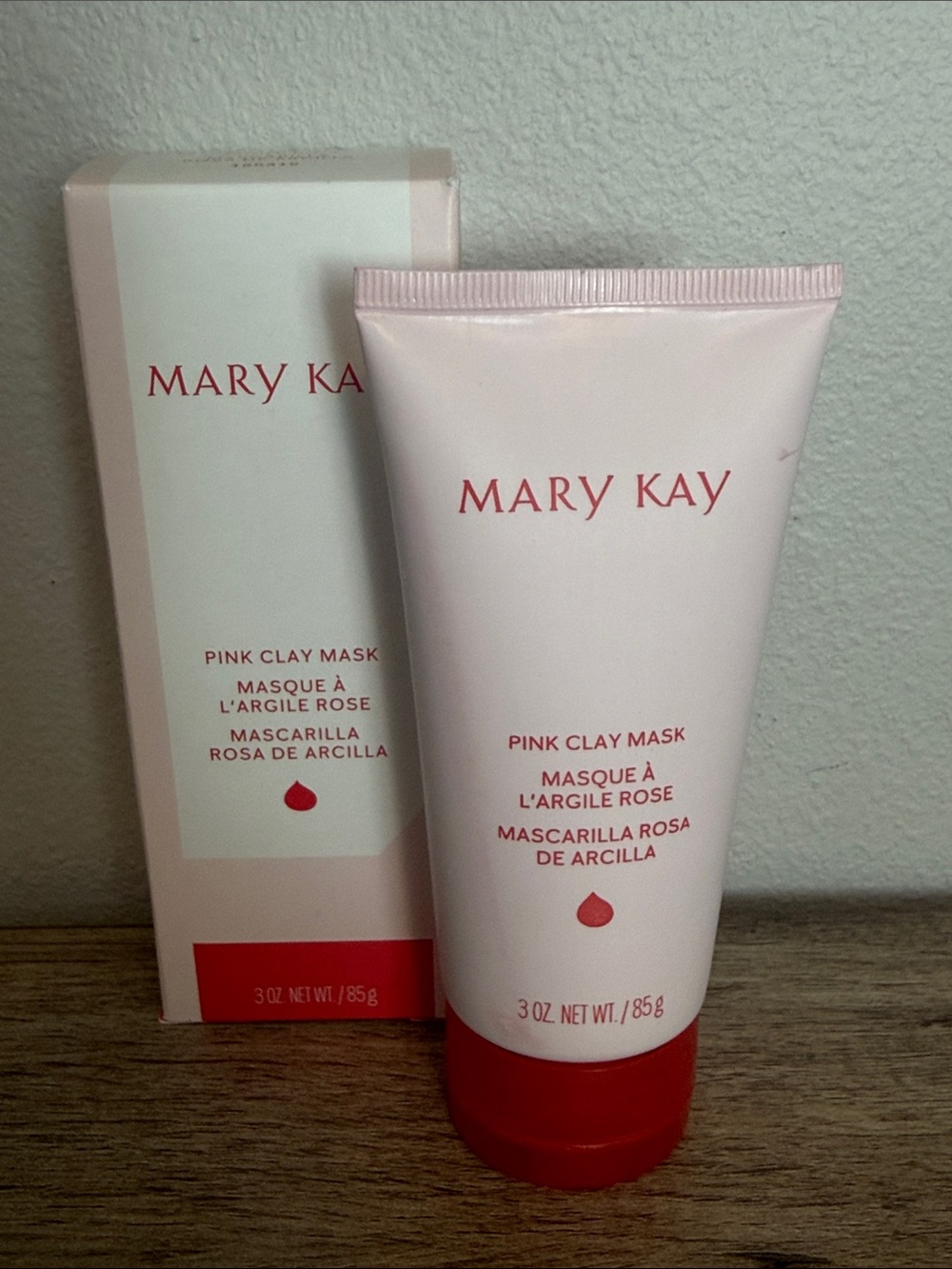 Mary Kay Pink Clay Mask Tube with Box - Soft Pink & Red Accents